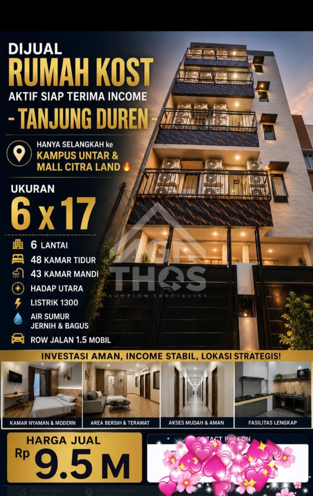 Foto Properti Di Jual Rumah Kos 6 Lantai di Taman Apel Tanjung Duren Jakarta Barat